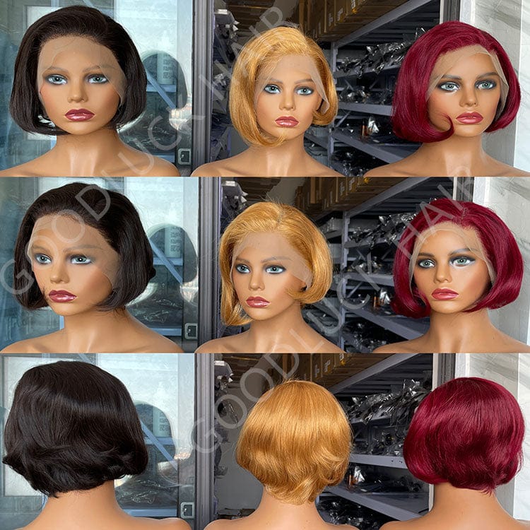 GL perruque pixie cut curls colored human hair wigs pixie cut short brazilian wig human hair curly bob short for black women