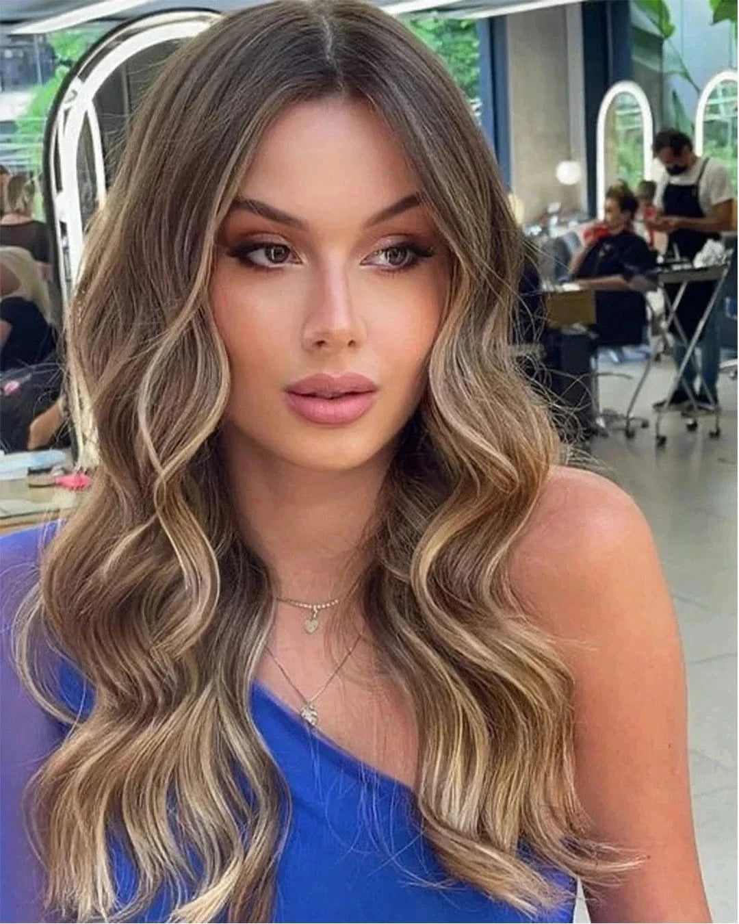 Glueless 250% Density Ash Brown Highlight Body Wave Full Virgin European Cuticle Hair Transparent HD Lace Front Wigs