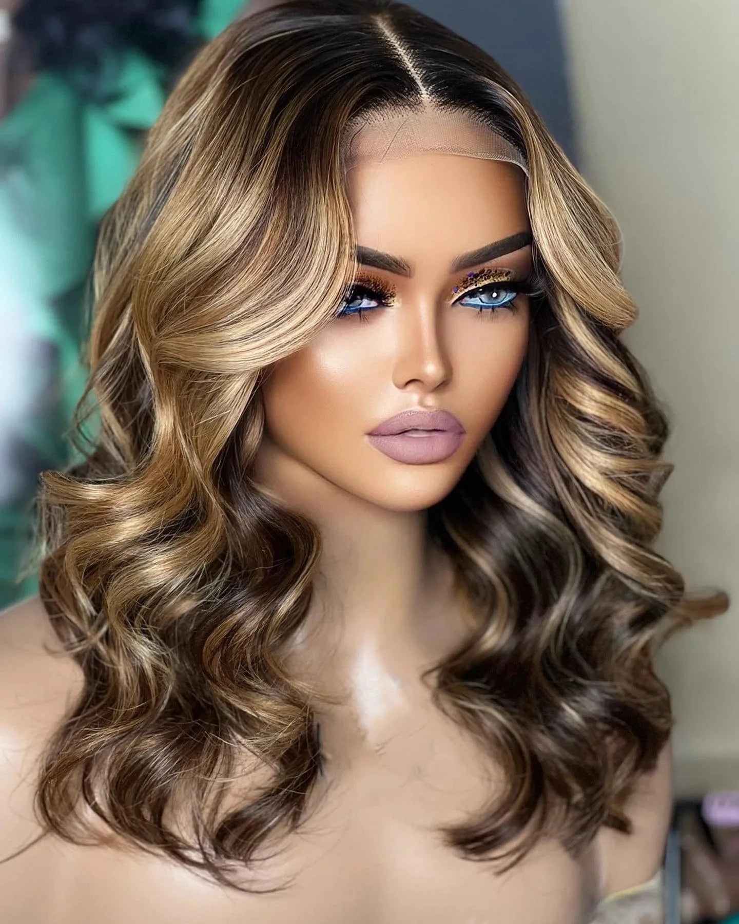 Glueless Blonde Brown Balayage Color Loose Wave Virgin Remy Cuticle Aligned Human Hair 5x5 Lace Closure Wigs