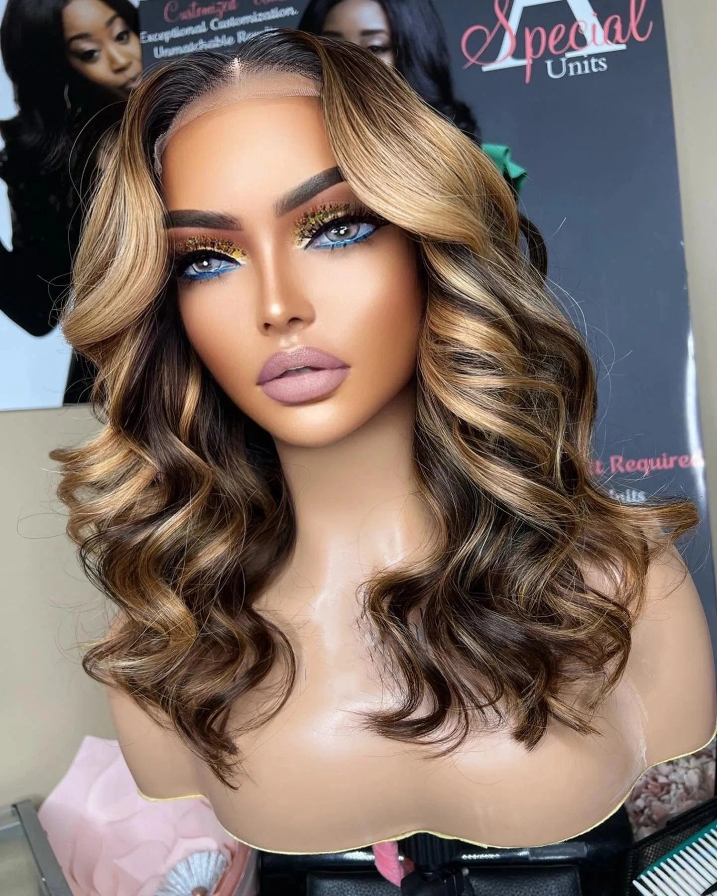 Glueless Blonde Brown Balayage Color Loose Wave Virgin Remy Cuticle Aligned Human Hair 5x5 Lace Closure Wigs