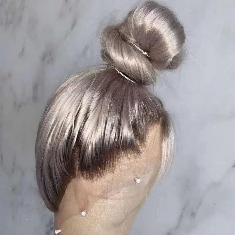 Glueless Bone Straight Human Hair Platinum Blonde Ombre Color Wig Full Virgin Brazilian HD Lace Front Wigs