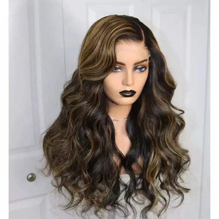 Glueless Brown Highlight Color Wig Water Wave Cuticle Aligned Brazilian Human Hair Transparent HD Lace Front Wigs