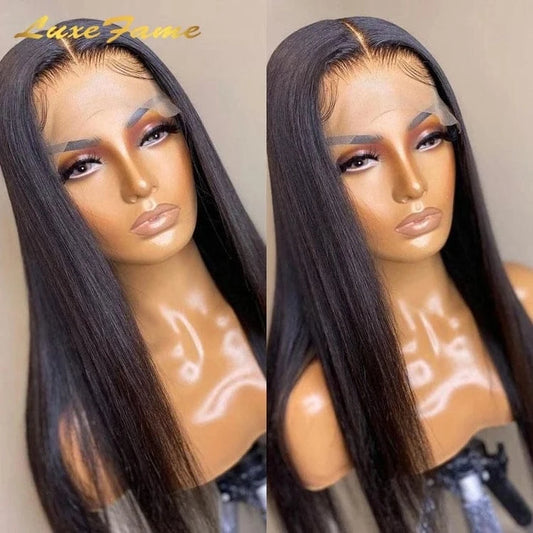 Glueless HD Transparent Lace Frontal Wigs Raw Indian Human Hair Lace Wigs Virgin Cuticle Aligned Body Wave Full Lace Front Wig