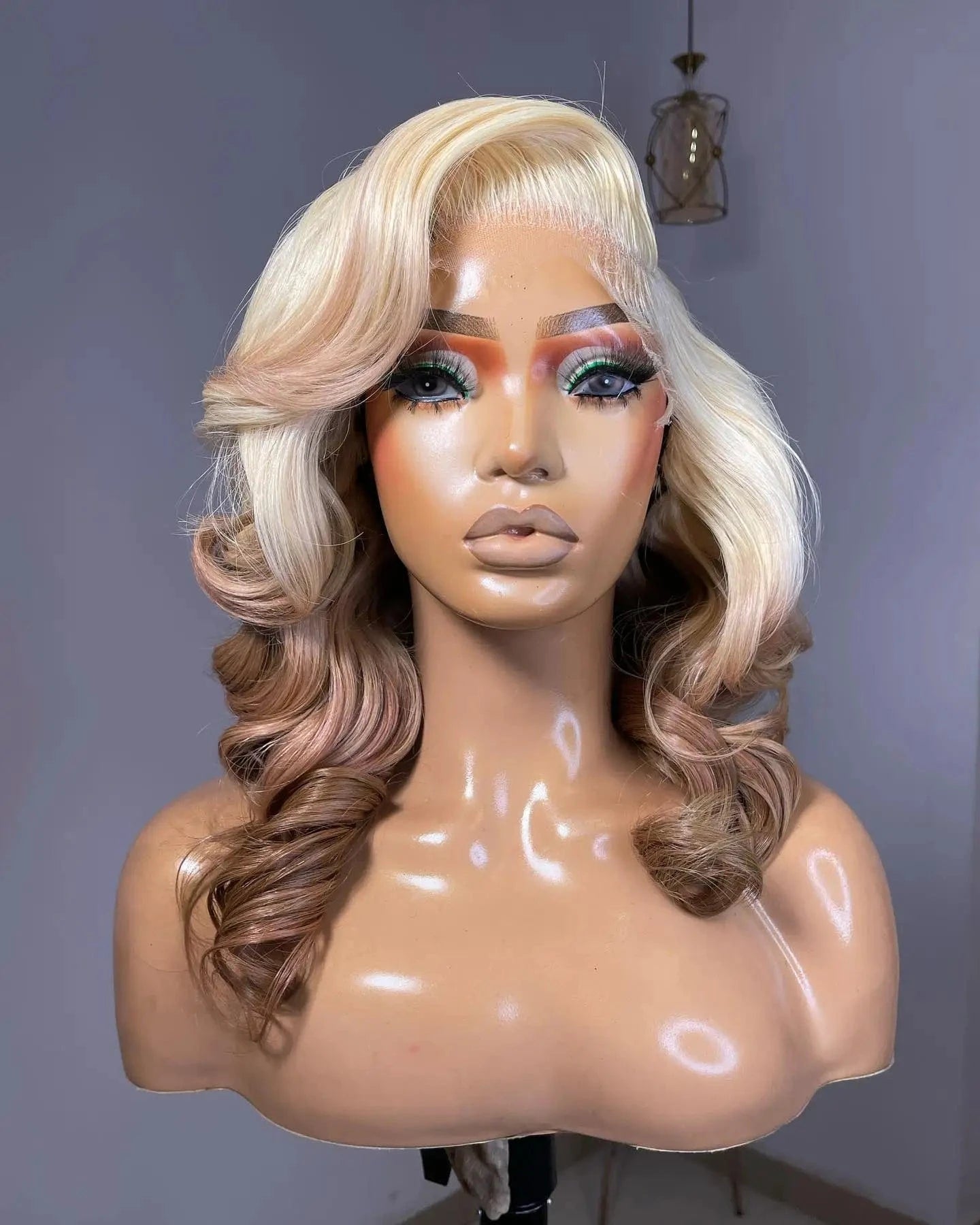 Glueless Thick 180% Density Ombre 613 Color Loose Wave Virgin Brazilian Cuticle Human Hair HD Transparent Lace Front Wigs