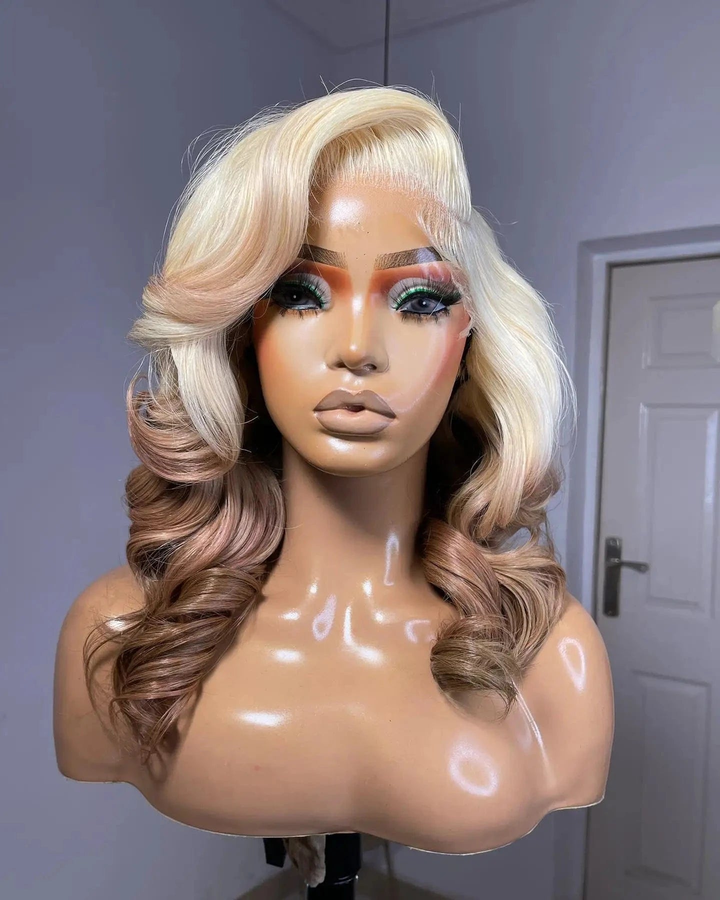 Glueless Thick 180% Density Ombre 613 Color Loose Wave Virgin Brazilian Cuticle Human Hair HD Transparent Lace Front Wigs