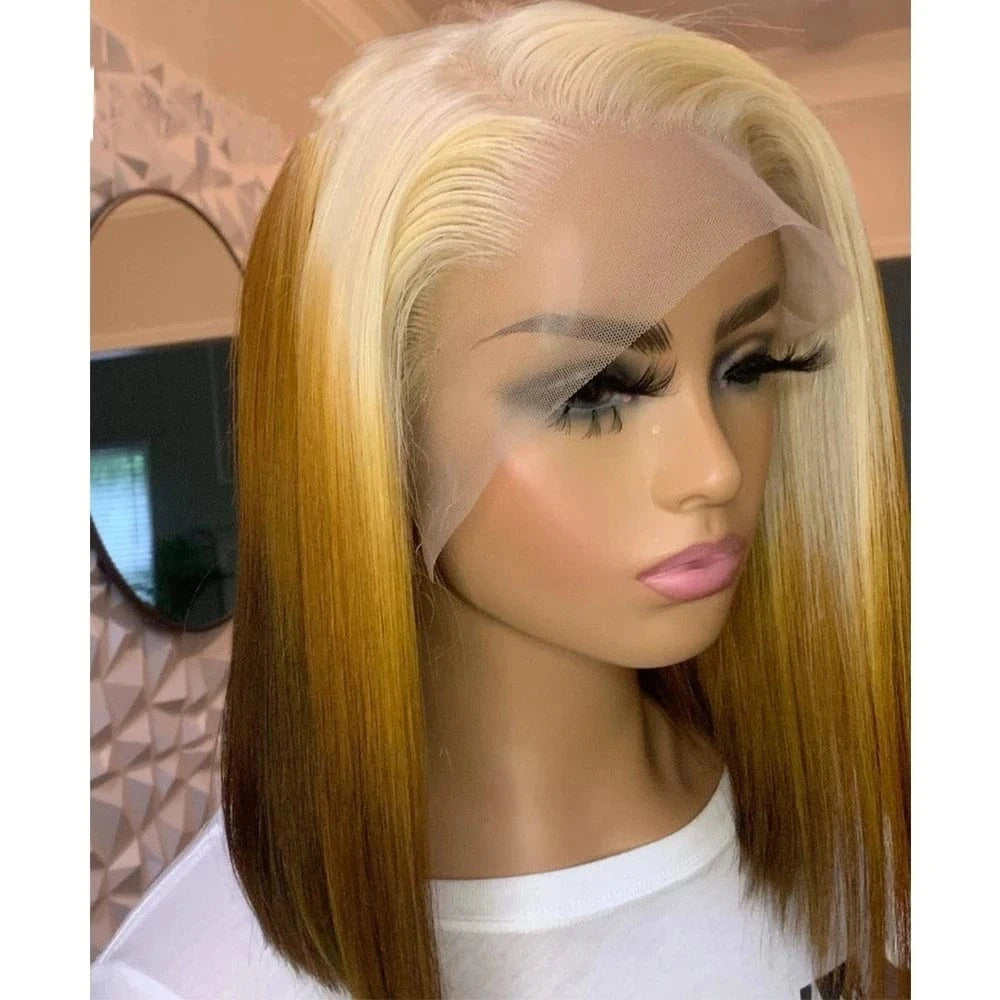 Glueless Thick 180% Density Ombre 613 Color Loose Wave Virgin Brazilian Cuticle Human Hair HD Transparent Lace Front Wigs