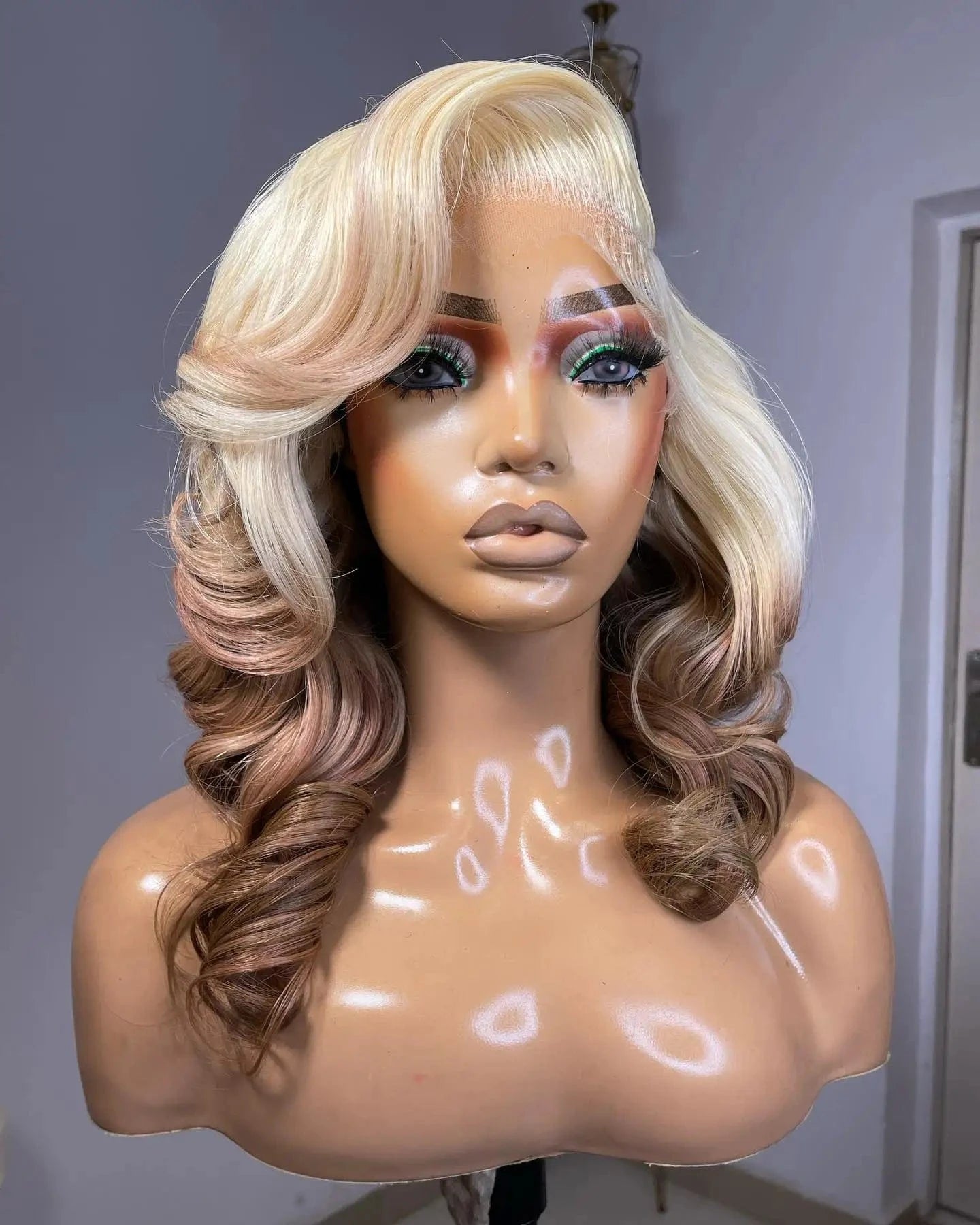 Glueless Thick 180% Density Ombre 613 Color Loose Wave Virgin Brazilian Cuticle Human Hair HD Transparent Lace Front Wigs