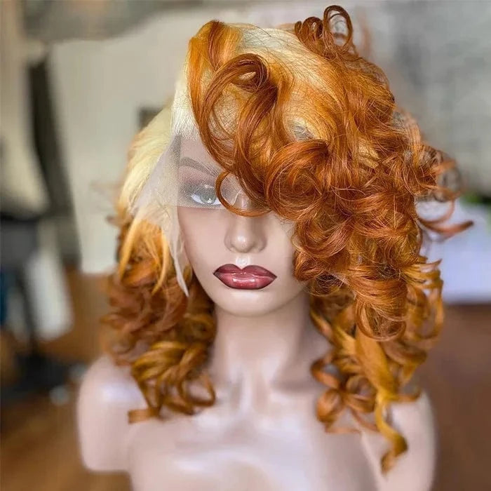 Glueless Thick 180% Density Ombre 613 Color Loose Wave Virgin Brazilian Cuticle Human Hair HD Transparent Lace Front Wigs