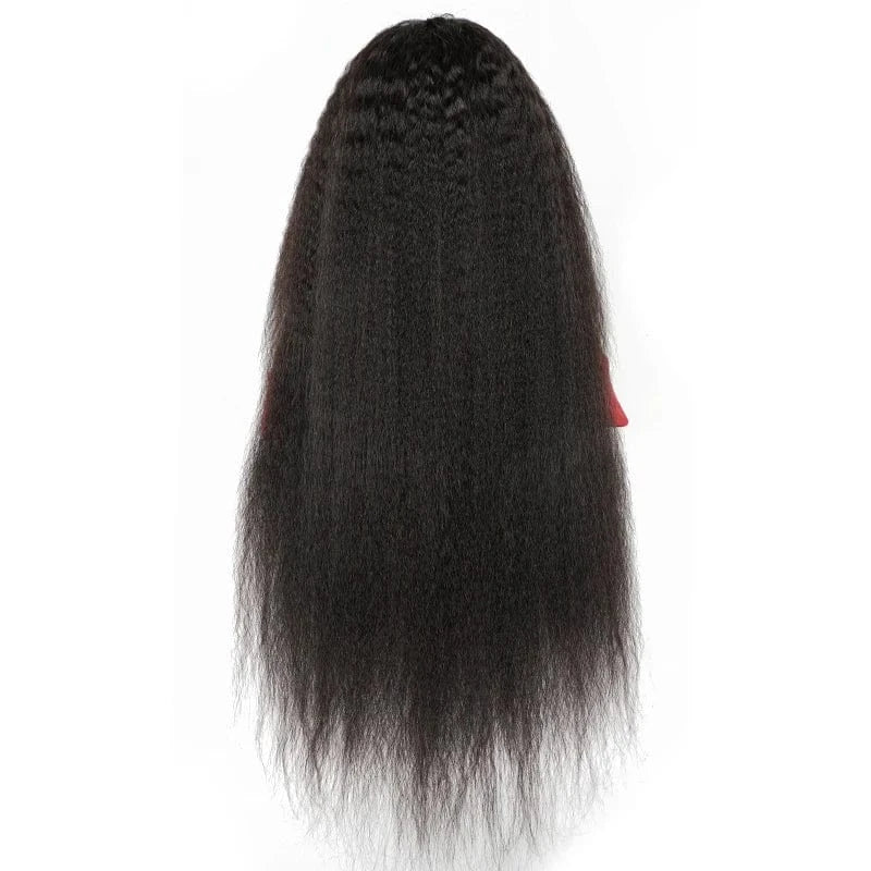 Glueless Transparent HD 4*4 Frontal 4x4 Lace Front Brazilian Real Human Hair Yaki Kinky Straight Closure Wig for Black Women
