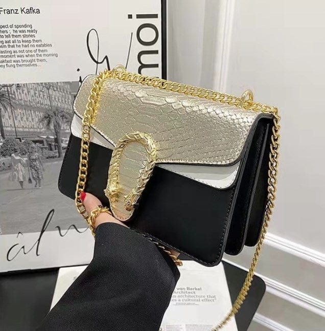 Gold 2022 Luxury Alligator Chains Crossbody Shoulder Bags Women  PU Snake Skin Ladies Purses Girl Messenger Bag Handbags