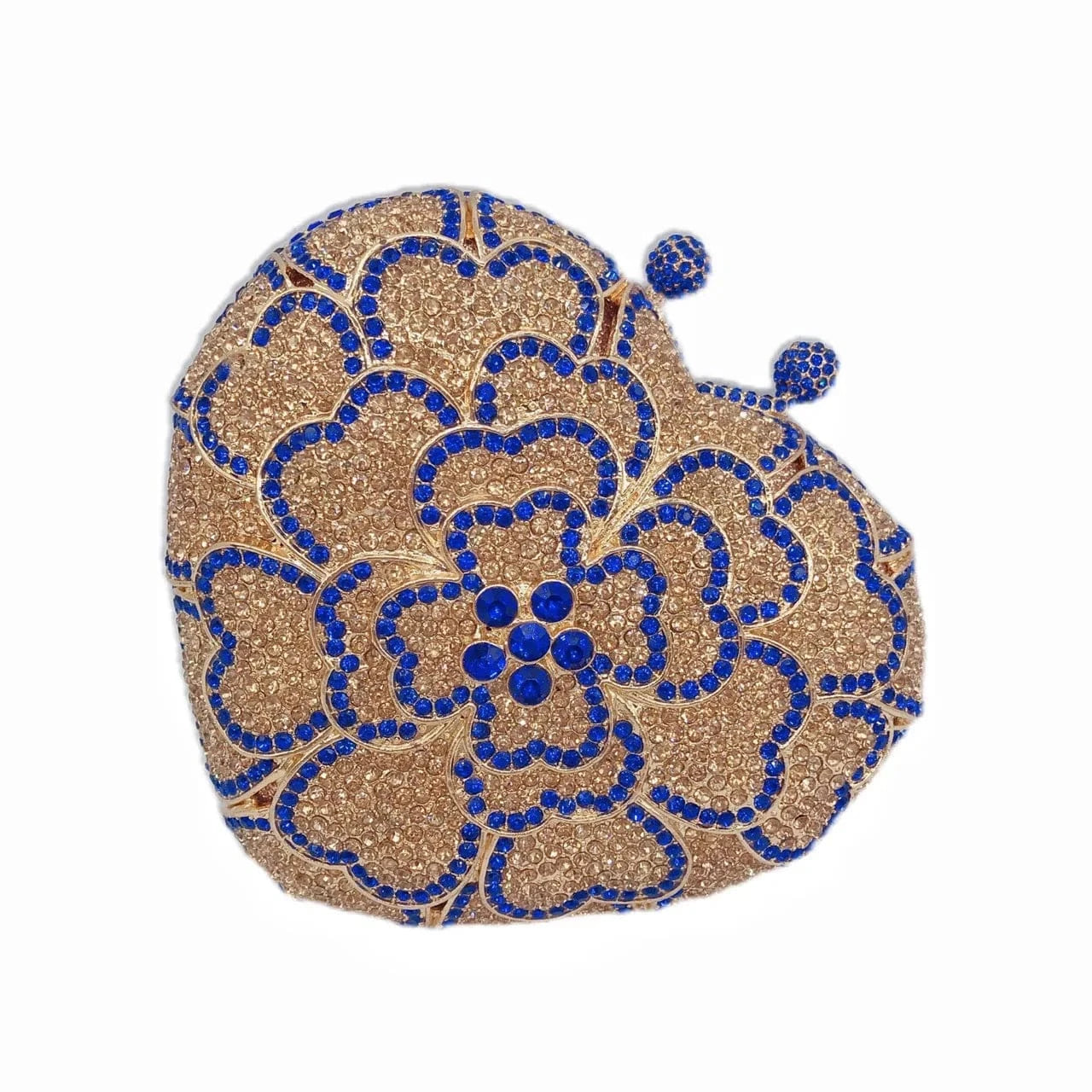 gold and blue Heart Shaped Handbag Crystal Gown Rhinestone Purses Dress Banquet Stone Clutch Purse Frame Bag Evening Bags for Women Luxury