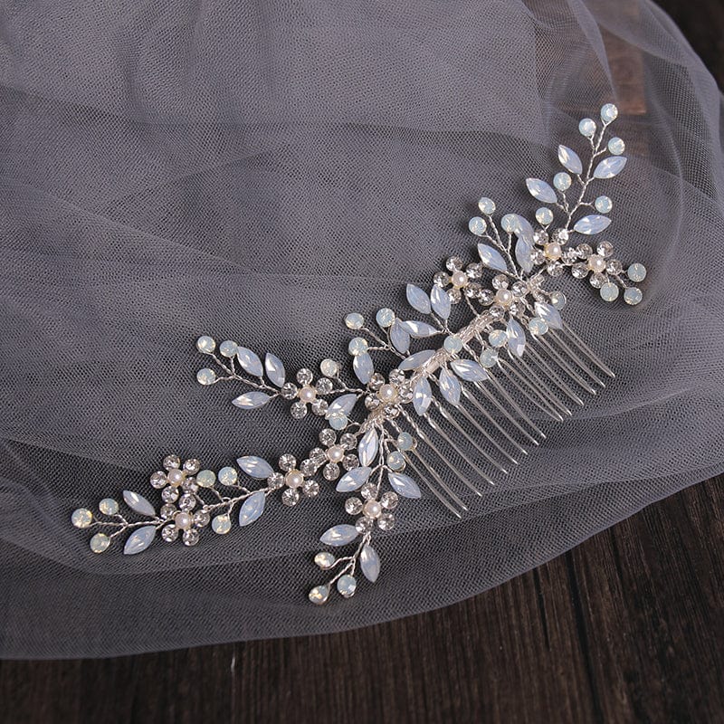 Gold Bridal Crystal Hair Combs Rhinestone Pearl Wedding Headband Bridal Headpieces