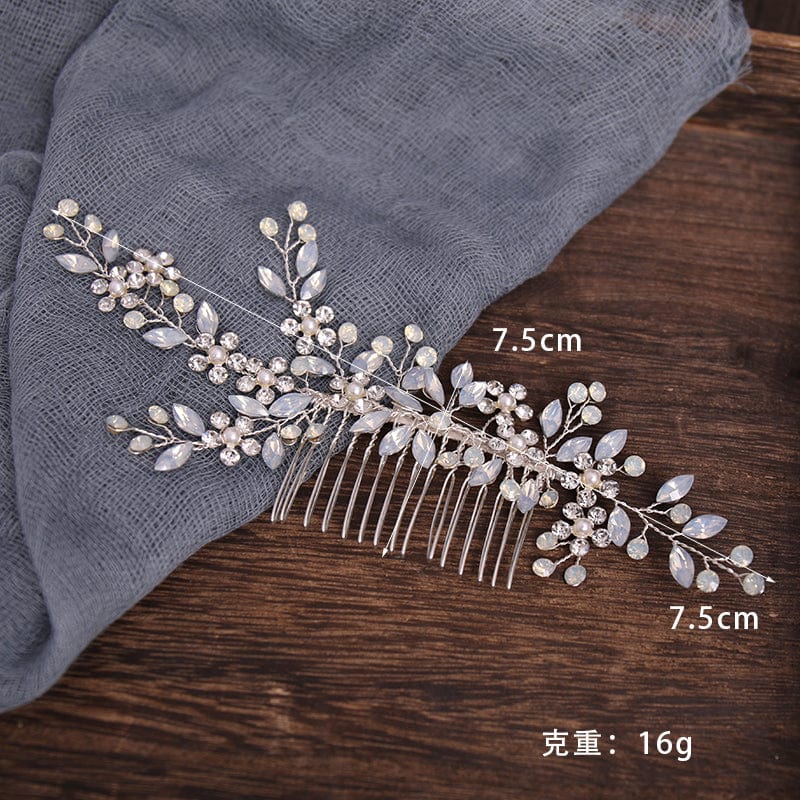 Gold Bridal Crystal Hair Combs Rhinestone Pearl Wedding Headband Bridal Headpieces