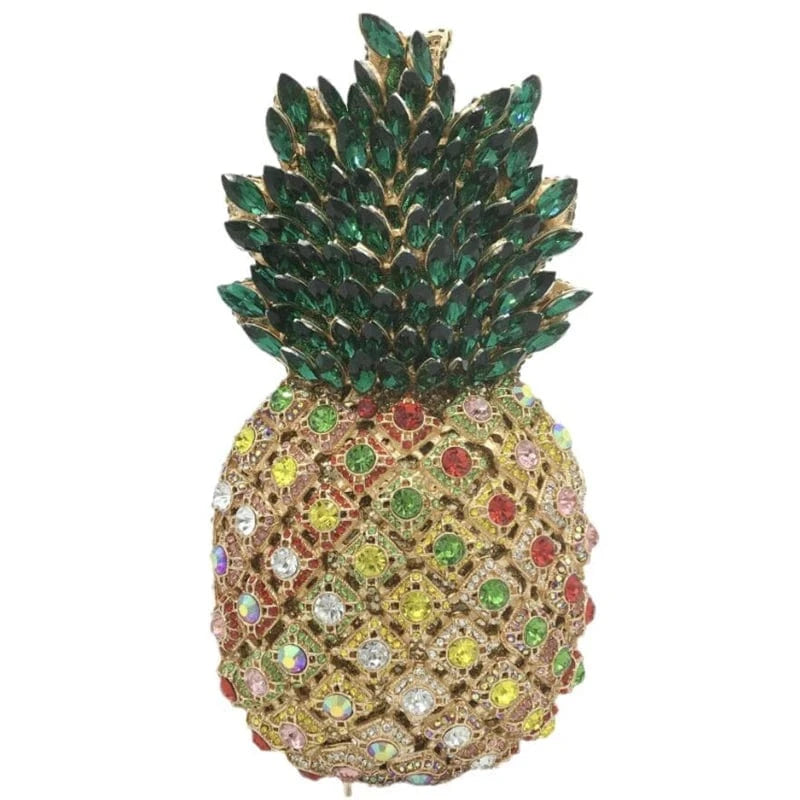 gold/color Dropshipping fashion apple shaped evening bag crystal rhinestone clutch bag purse for women luxury