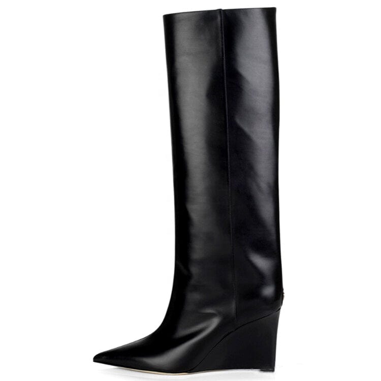 Gold Color High Heel Fashion Boots Luxury Winter Season Sexy Pointed Toe Footwear Handmade High Quality Slip-on Knee High Boots