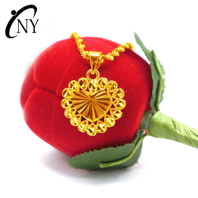 Gold Dropshipping Fashion Gold Necklace for Women Wedding Jewelry Heart Shaped Pendant Necklace Choker Fine Jewelry Gifts