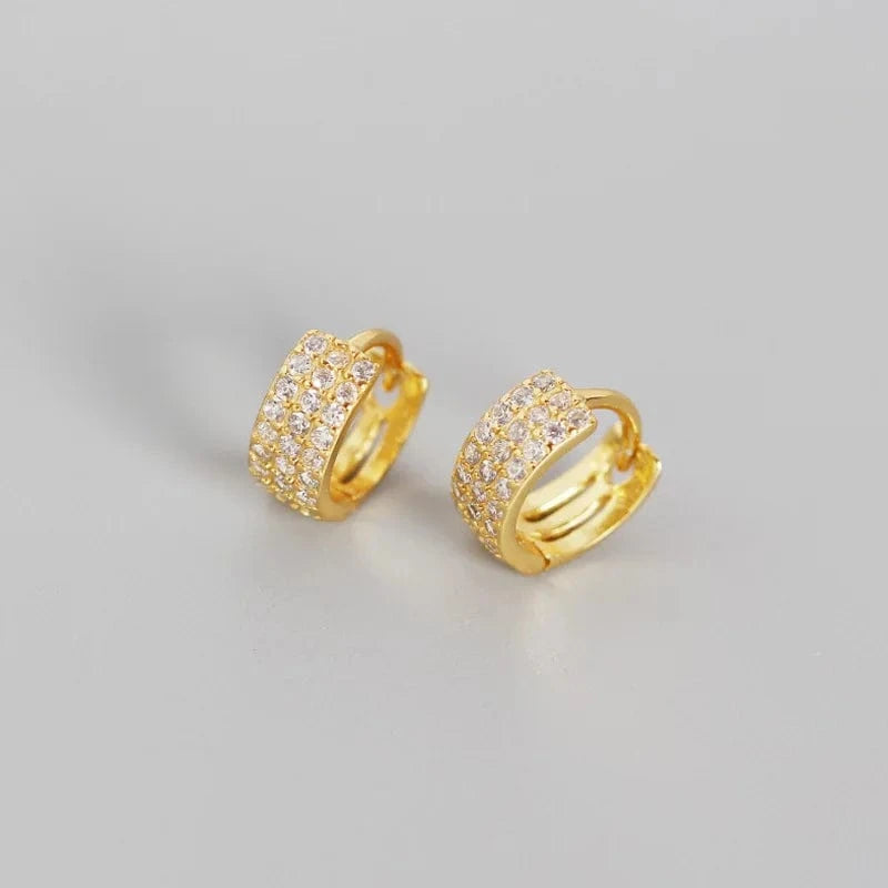 Gold NEW fashion minimalist earrings 925 sterling silver diamond hoop earrings gold plated small zirconia huggie earrings for women