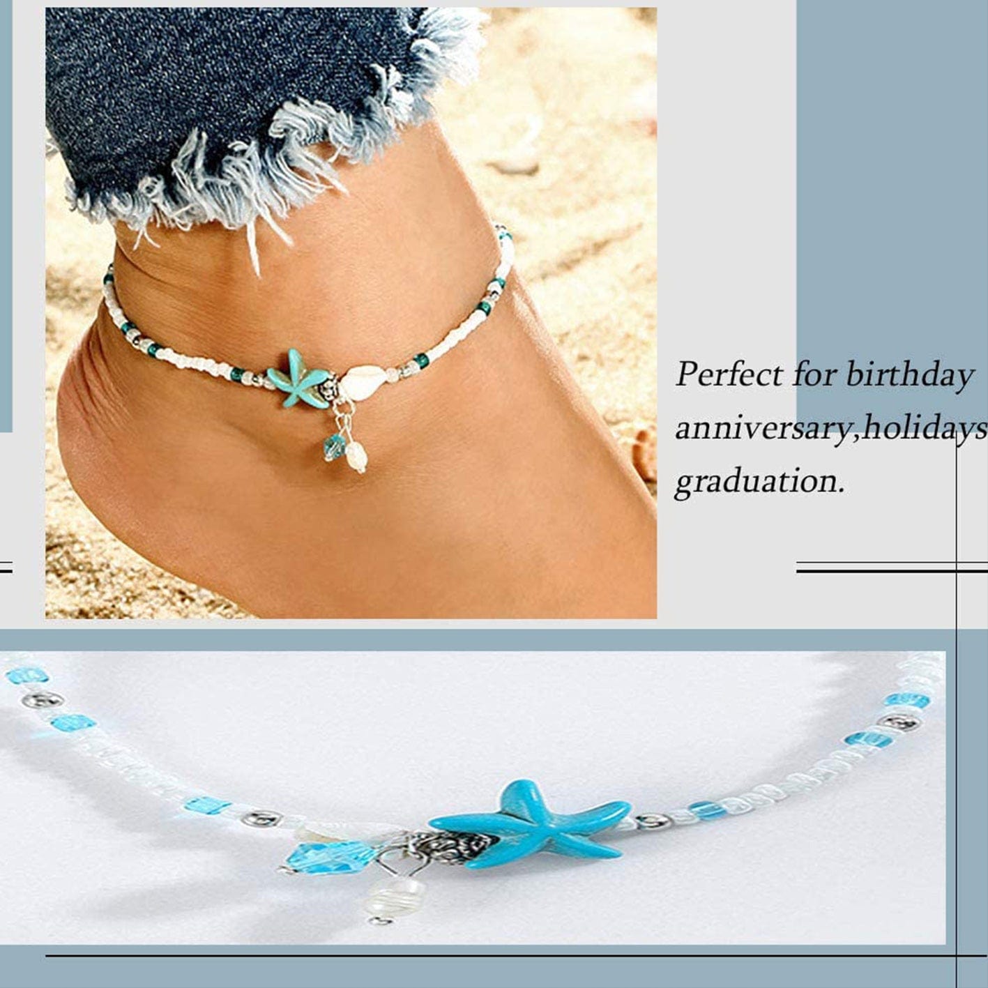 Gold Plated Ocean Style Shell Anklet Handmade Bohemian Pearl Anklets Beach Jewelry