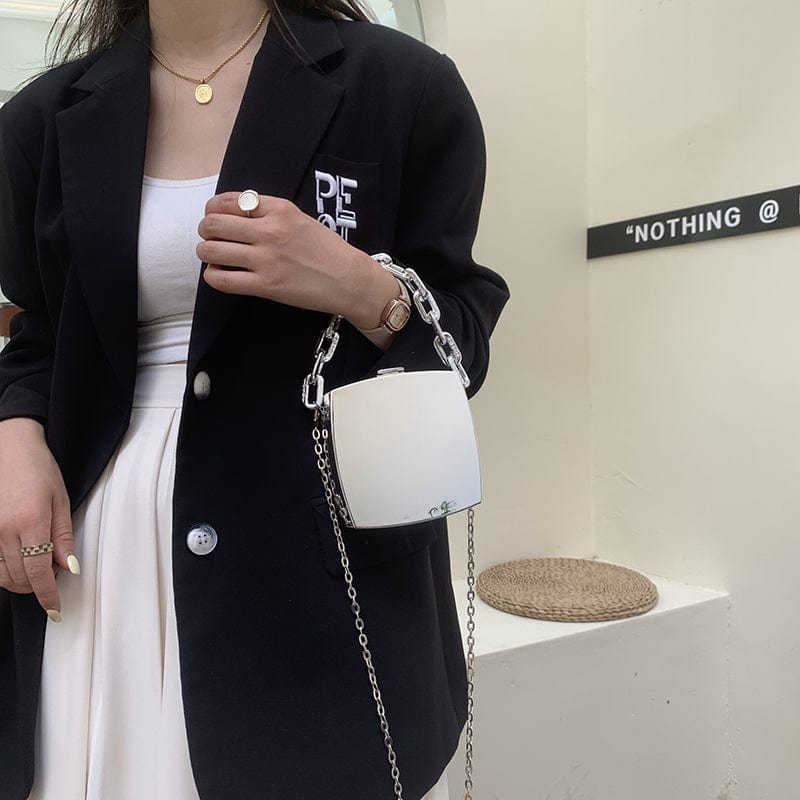 Gold Silver Clutch Purse for Women Luxury PVC Box Bag Chains Design Acrylic Handbag Fancy Evening Bags