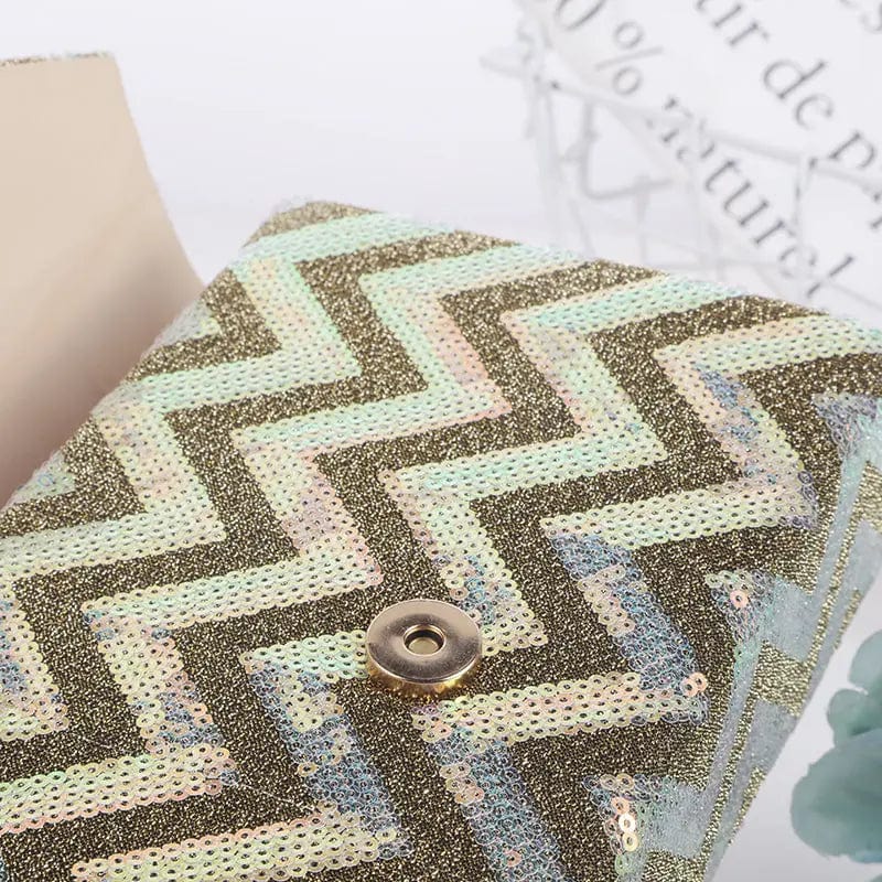 Golden China Supplier Wholesale Fashion Retro Hipster Elegant Ladies Dress Sequin Party Wedding Envelope Money Clutch Evening Bag