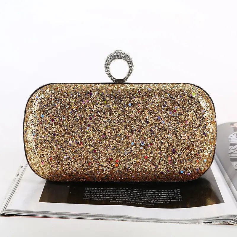 Golden Factory direct wholesale brand new evening bag dazzling fabric satin lining ring head clutch box for party prom banquet wedding