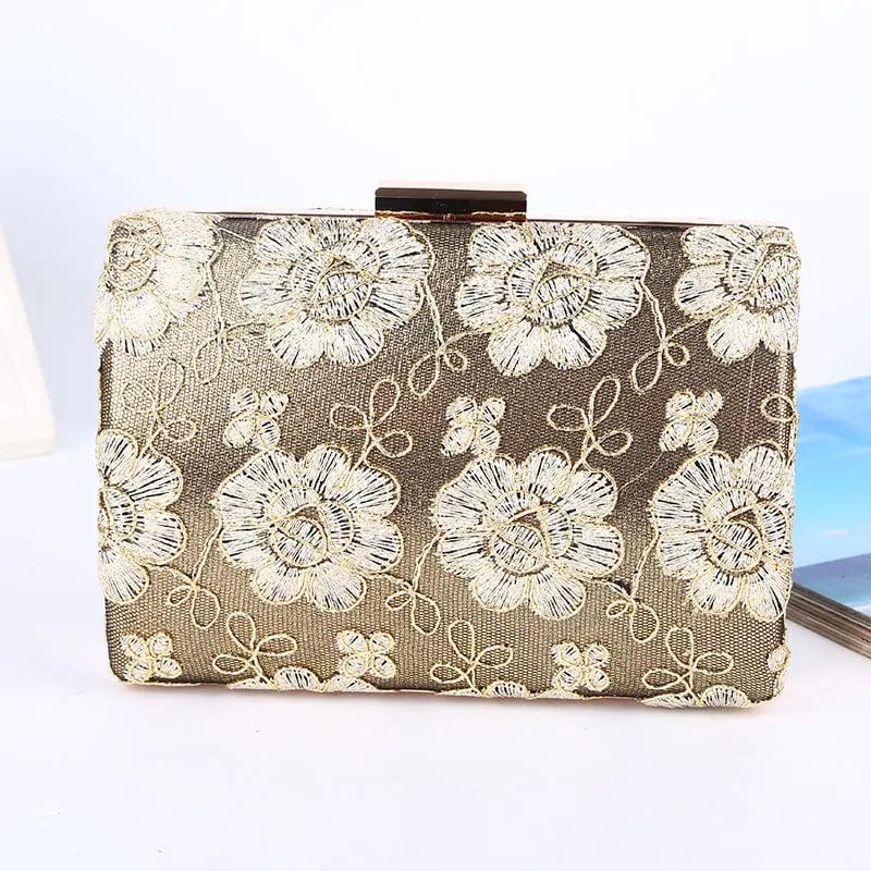 Golden Factory direct wholesale brand new lace flower clutch bag women box evening bags spot supply for lady party prom banquet wedding