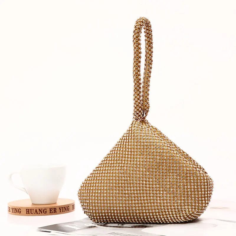 Golden Factory direct wholesale classic crystal clutches diamond wristlet clutch landmine shape evening bag for lady party prom banquet