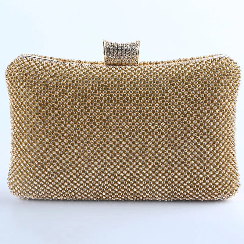Golden Factory direct wholesale classic crystal evening bag brand new diamond box clutch with satin lining for women party prom banquet
