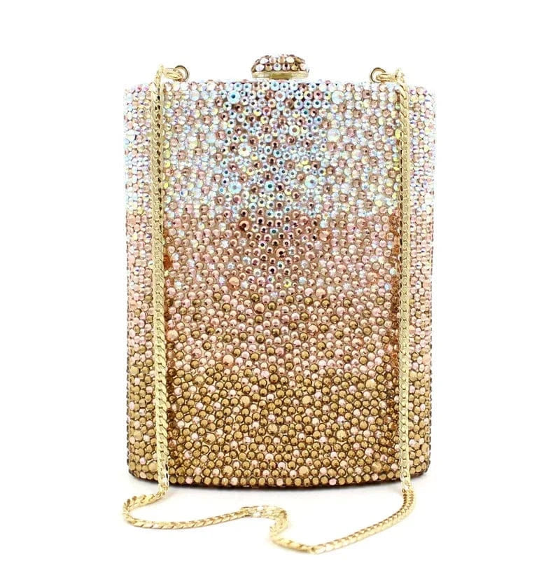 Golden Hip flask-shaped Rhinestone bag Crystal full diamond Purse Banquet clutch bags for women luxury wedding