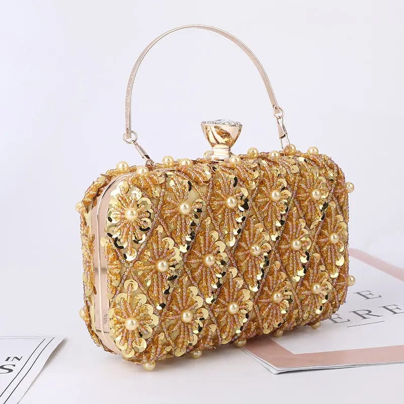 Golden New Designer Women Square Box Clutch Evening Armpit Bags Party Ladies Money Clutch Diamond Wedding Purse Beadedlaser Sequins Bag