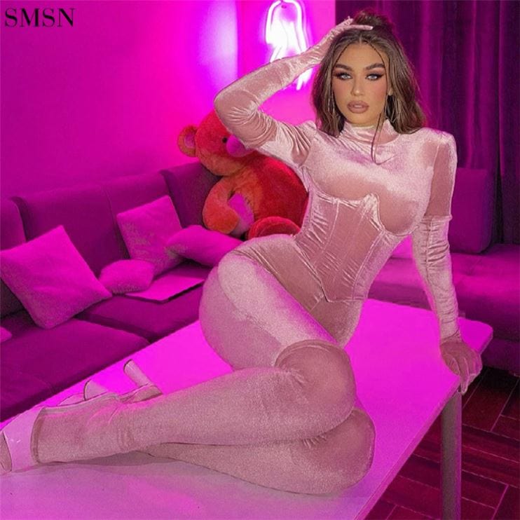 Good Quality Corduroy High Collar Finger Slim Jumpsuit Velvet Stacked Jumpsuit