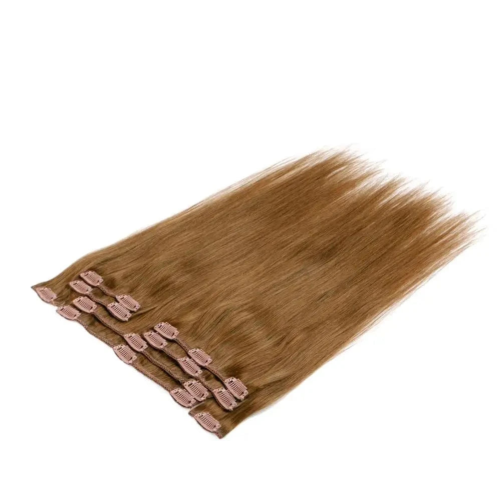Good quality human hair #6 easy wear 8pcs/set straight clip in hair extension for white women