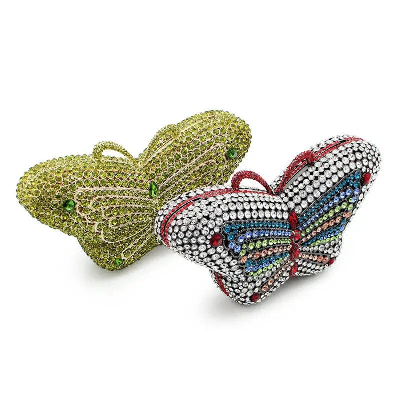 Good Quality Wedding Bridal Sparkle Butterfly Shape Clutch Bags Hardcase Rhinestone Crystal Handbag  for Evening Party