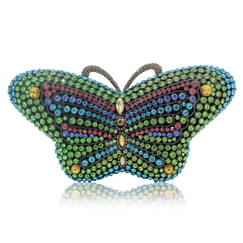 Good Quality Wedding Bridal Sparkle Butterfly Shape Clutch Bags Hardcase Rhinestone Crystal Handbag  for Evening Party