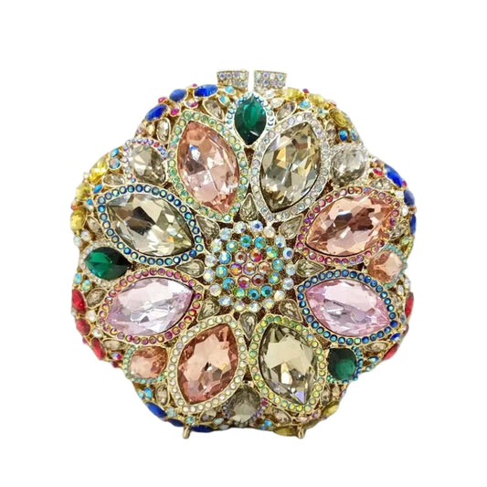 Gown evening party bags Multi color crystal hand bags ladies luxury clutch rhinestone metal purse clutches for women