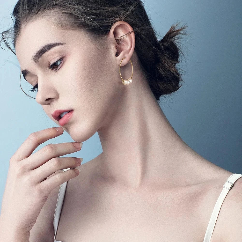 GPE52 Gold fashion jewelry 925 silver earrings jewelry 18K gold plated sterling silver hoop earrings for women