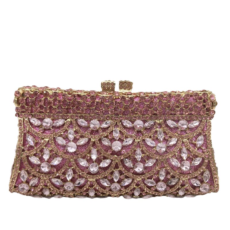 Gradient Multicoloured Women Crystal Evening Minaudiere Bags Hollow Out Flower Clutch Wedding Purses Handbags For Woman