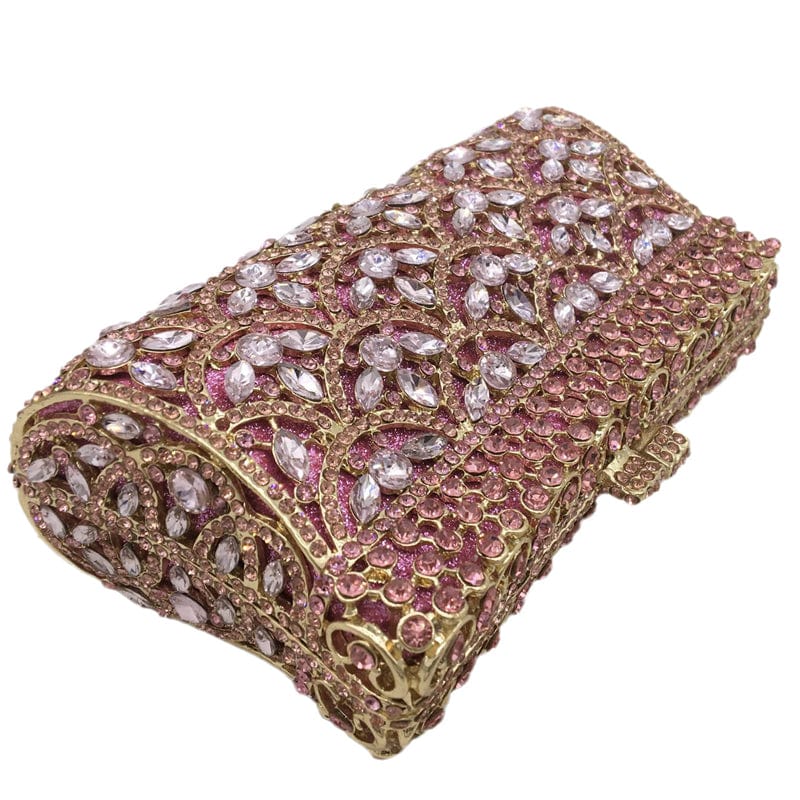 Gradient Multicoloured Women Crystal Evening Minaudiere Bags Hollow Out Flower Clutch Wedding Purses Handbags For Woman