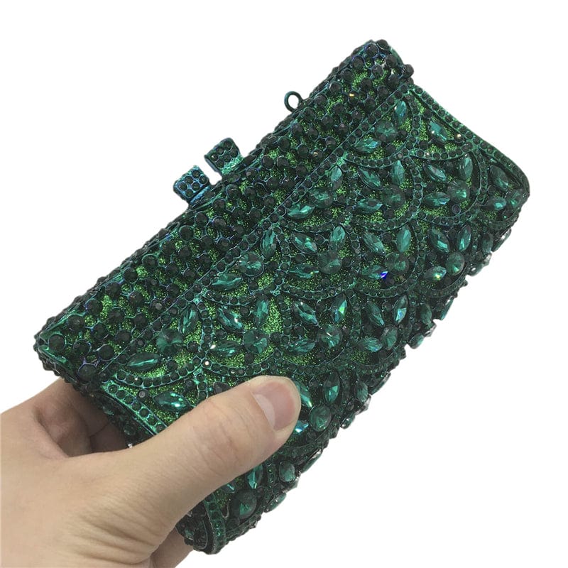 Gradient Multicoloured Women Crystal Evening Minaudiere Bags Hollow Out Flower Clutch Wedding Purses Handbags For Woman
