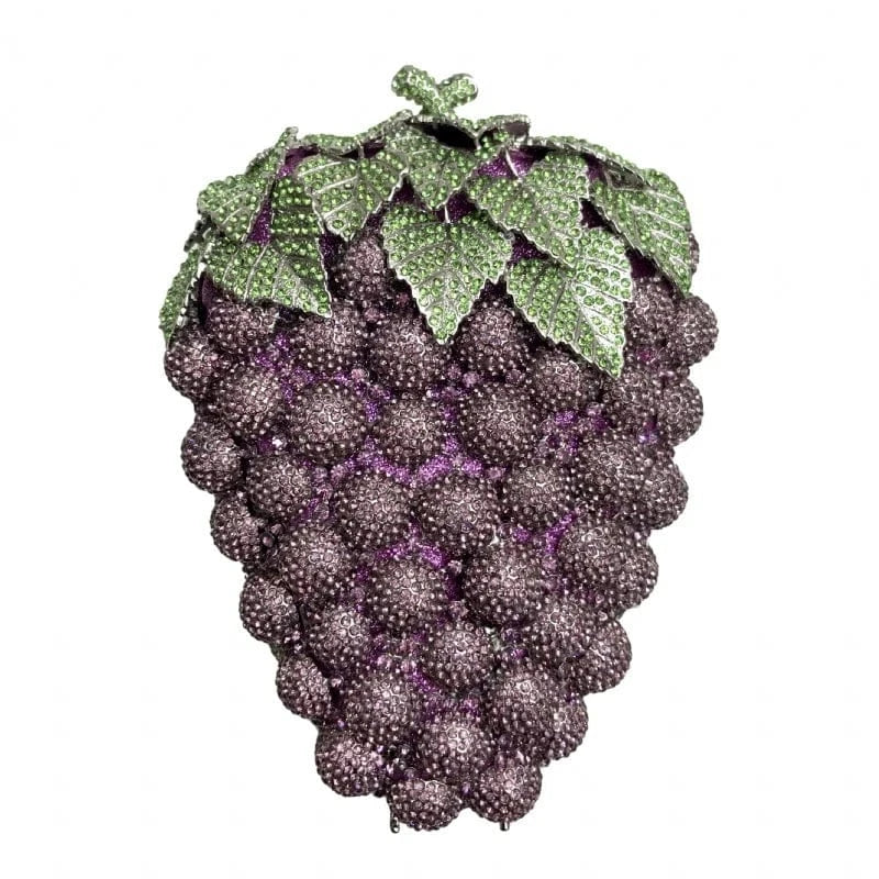 grape-purple 5# Dropshipping fashion apple shaped evening bag crystal rhinestone clutch bag purse for women luxury