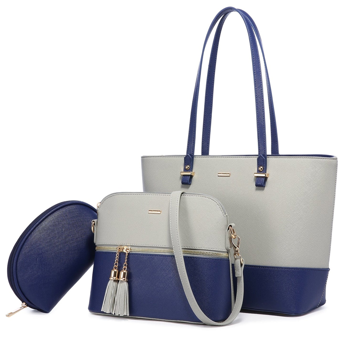 Gray-blue WB137906LK LOVEVOOK 2022 wholesale PU leather womens handbags set large office hand bags ladies shoulder tote bag women purses and handbags