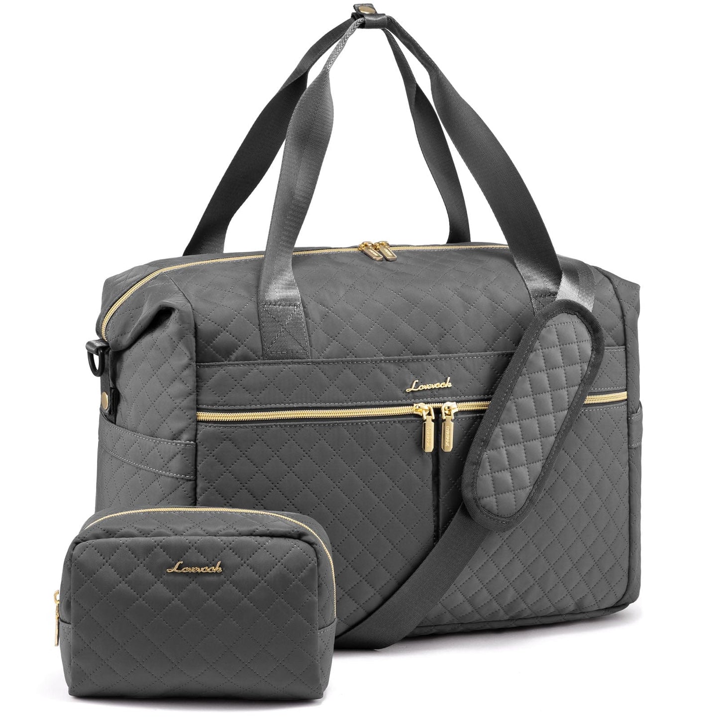 Gray LOVEVOOK Weekender Overnight Bag with Toiletry Purses Large Capacity Gym Bag Fashion Travel Duffle Bags for Women