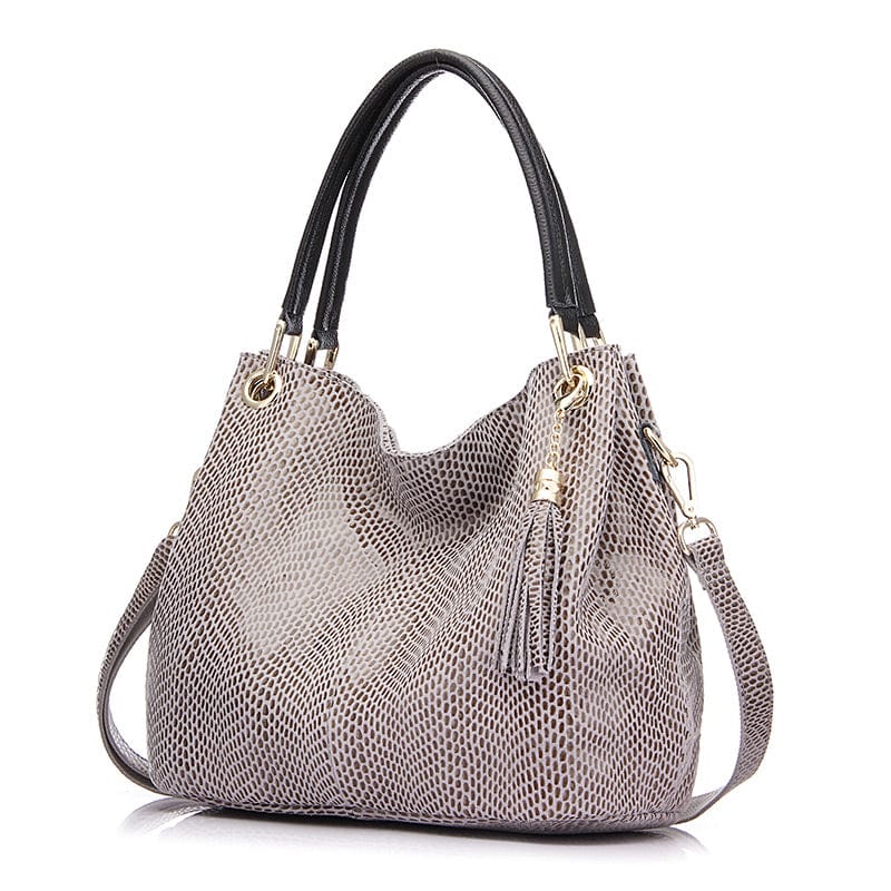 Gray REALER Genuine Leather Female Shoulder Crossbody Bags Ladies Totes Hand bags Hobos handbags for women