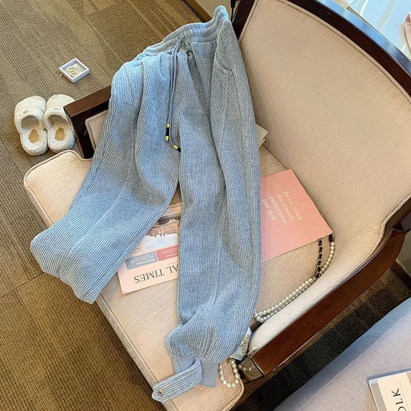 Gray sports casual suit women's retro foreign style thickened leggings two-piece set