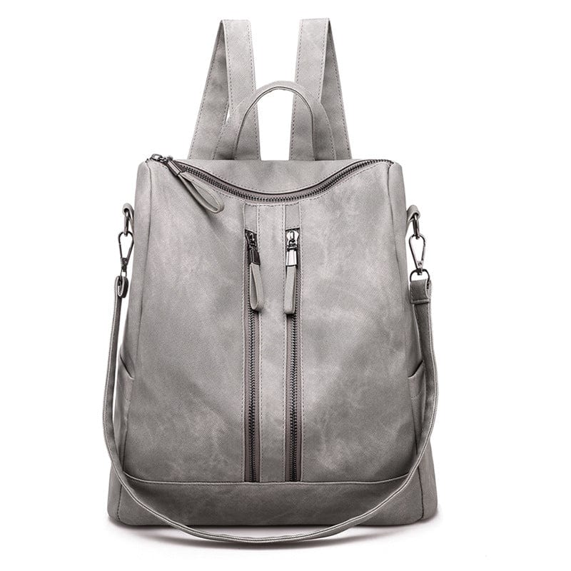 Gray Vintage Convertible Bag Backpack Purse PU Leather Fashion Backpack and Handbag for Women