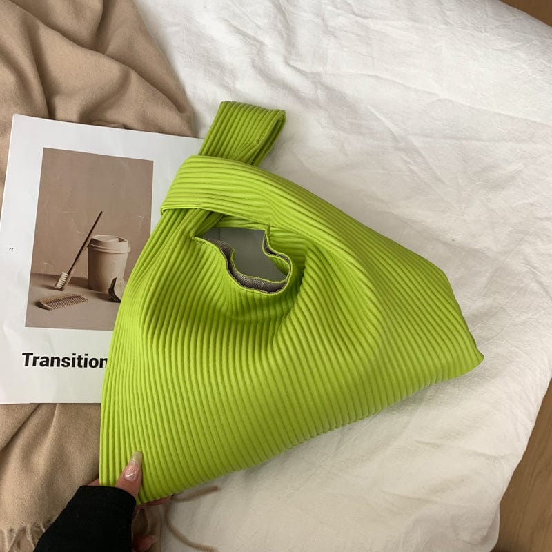 green 2022 Pleated Tote Bag Handbag Large Capacity PU Leather Women Hand Bag Luxury Brand Big Bucket Shoulder Bags