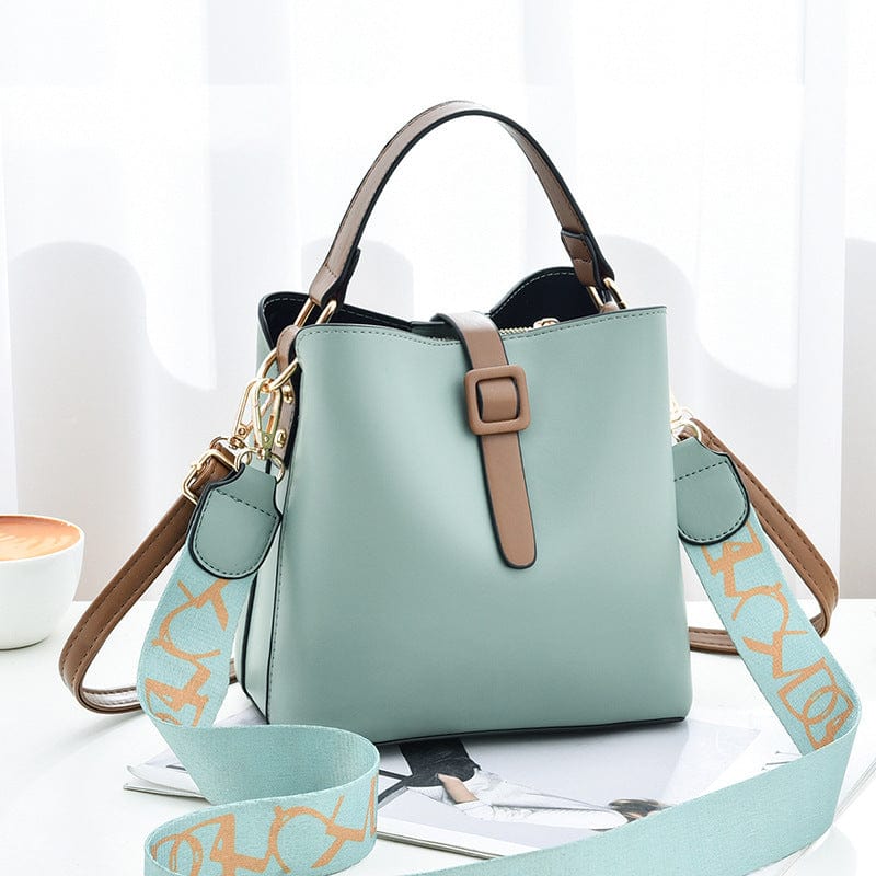 green 2022 Wholesale Shoulder Bags Women Handbags Ladies Luxury Double Straps Custom Designer Vegan Leather Bucket Bag Purses