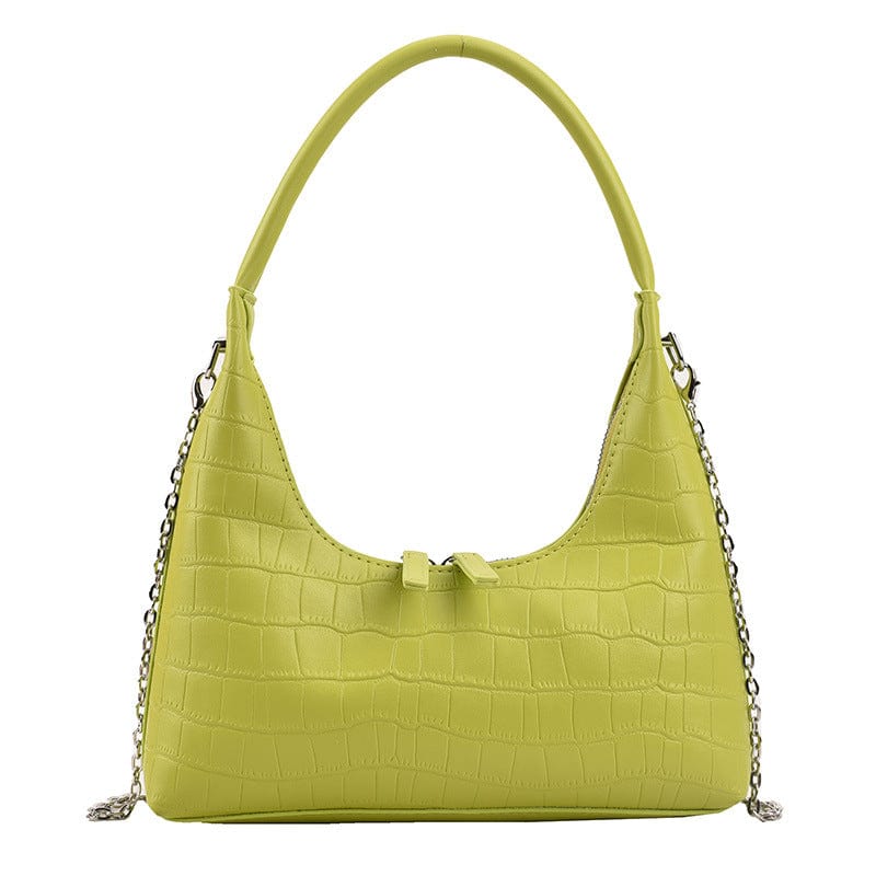 green Crocodile Print Korean Crescent Armpit Women's Premium Fashion Shoulder Women Fashion Handbags Multi-Functional Purse