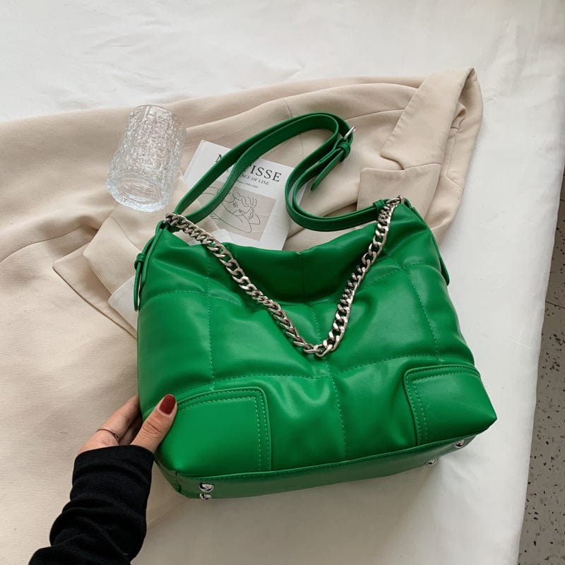 green Fashion Space Cotton Fall Winter Hand Bags Women Handbags Ladies Shoulder Luxury Large Women's Puffer Tote Bags