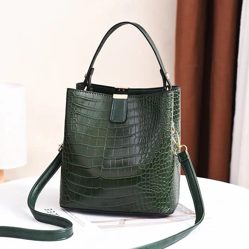 green FG039 2022 Crocodile Pattern Women Handbags Alligator Cross Body Bags Simple Fashion Bucket Purses Fashion Bags